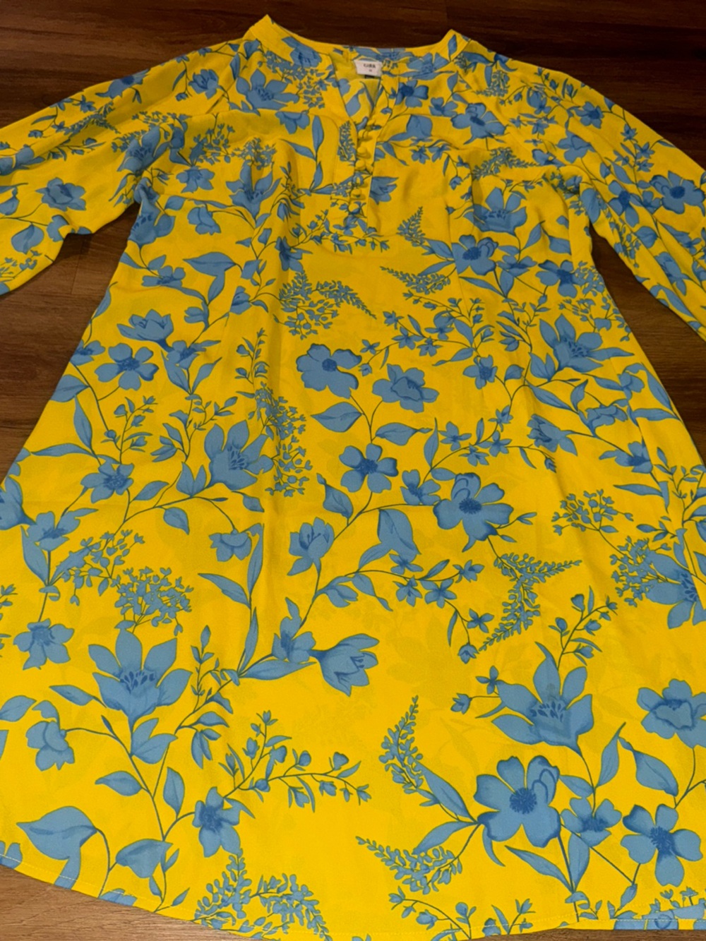 Cabi Yellow & Blue Floral Tunic Dress – Size Medium - Picture 4 of 10